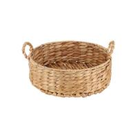YRLSOTGE Water Hyacinth Storage Baskets, Decorative Baskets for Organizing with Double Handles-Wicker Baskets for Shelves,Round Wicker Baskets -Store Make-Up Accessories, Paper Towel,1 Pack.