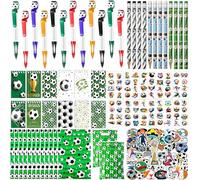 Yrmysrx Football Party Stationery Bulk with Mini Notebooks Ballpoint Pens Pencils Temporary Tattoos Stickers and Gift Bags for Football Themed Birthday Party Favors Decorations Supplies 12 Guests