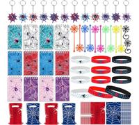 Yrmysrx Spider Party Gift Set with Notebooks Bracelet Key Chains and Gift Bags for Spider Themed Birthday Party Return Gifts Decorations Supplies 12 Guests