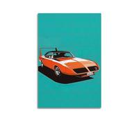 YRNQ American Classic Muscle Cars Artwork Poster Red Raicng Car Decorative Painting Canvas Wall Artworks Picture 16x24inch(40x60cm)
