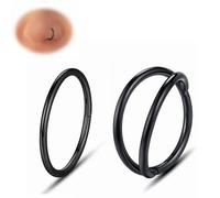 YROGCU Nose Ring Lip Septum Earring-Clicker: Double/Triple Ring Open Stacked Ring 14G/16G/18G/20G 6mm/8mm/10mm/12mm 316L Surgical Steel Sleeper Earring Helix Rook Conch Cartilage Daith Tragus Earrings