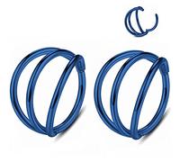 YROGCU Nose Ring Lip Septum Earring-Clicker: Double/Triple Ring Open Stacked Ring 14G/16G/18G/20G 6mm/8mm/10mm/12mm 316L Surgical Steel Sleeper Earring Helix Rook Conch Cartilage Daith Tragus Earrings