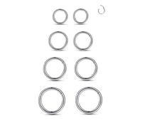 Yrogcu Nose Ring Lip Septum Earring-Clicker: Double/Triple Ring Open Stacked Ring 14G/16G/18G/20G 6mm/8mm/10mm/12mm 316L Surgical Steel Sleeper Earring