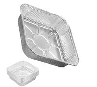 YROHGKPN 100Pcs Square Shape Baking Pans 8Inch Aluminum Foil Cooking Tray for Meals Reheating Efficient Heat Distribution Square