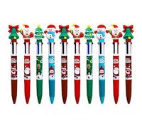 YROHGKPN 10Pcs Multicolor Pen for Student Color Coding Writing Noting Drawing, 4 Color-in-1 Ballpoint for School Christmas Themed