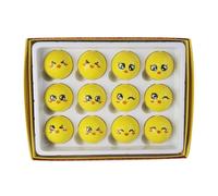 YROHGKPN 12Pcs Emotion Face Golfball Yellow Rubber Golfs Practice Sphere Sports Stress Sphere for Kids Men Women School Reward Funny Golfball