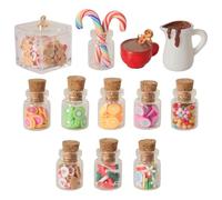 YROHGKPN 12Pcs Realistic Christmas Candy Jar Doll House Accessories Clear Glass Container with Fruit Dessert Slices Scene Decors Doll House Christmas Accessories