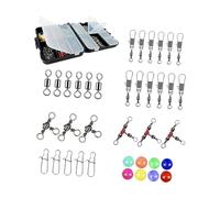 YROHGKPN 140Pcs / Set Fishing Swivels with Beads and Storage Box Barrels 3 Way Rolling Swivels Tackle Stainless Steel Tackle