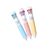 YROHGKPN 3Pcs Retractable Multicolored Pen 10-Color-in-1 Ballpoint Pens 0.8MM Tip for Student Writing Note Taking Journaling Multicolor Ballpoint Pens