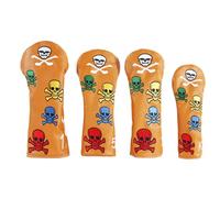 YROHGKPN 4Pcs PU Leather Golfs Club Head Cover Skull Pattern Wood Headcover Driver Hybrids Head Cover Accessory for Player