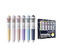 YROHGKPN 6Pcs Multicolored Ballpoint Pen 10-Color-in-1 Pens Retractable Multicolored Pens 0.8MM for Journaling Color Coding Retractable Ballpoint Pen