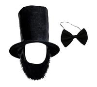 YROHGKPN Abrahams Lincolns Costume Accessories Necktie Abrahams Lincolns Hat with Beard Presidents Day for Adult Teen Presidents Day