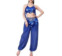 YROHGKPN Belly Dance Costume Set 2Pcs Women Sequins Bra Top & Haroun Pants Halloween Stage Outfits Halloween Costume