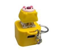 YROHGKPN Cartoon Finger Toy Keychain with Colorful Lights Rechargeable Stress Reliever Sensory Fun Animal Sound Button Toy LED Desk Accessory