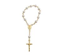 YROHGKPN Catholic for Cross Finger Chain Rosary Finger Baptism Rosaries Faux Pearls for Baptism Christening Rosary Beads for Baby