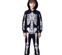 YROHGKPN Childrens Glowing Skeleton Halloween Outfit Soft Polyester Long Sleeve Clothing for School Plays and Dressing Up Glowing Halloween Party Outfit