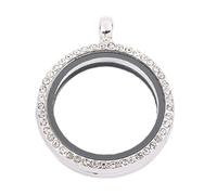 YROHGKPN Clasp Pendant Necklace with Prongless Crystals Setting Suitable for Sensitive Skin Rhinestones Photo Locket