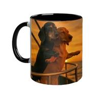 YROHGKPN Couple Dachshund Love Ceramic Mug Romantics Pose Sausage Dog Coffee Cup with Handle for Couples and Dog Lover Gift Couple Dachshund Love Coffee Mug