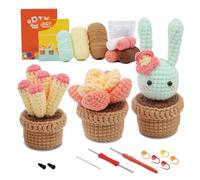 YROHGKPN Crochet Pot Plant Kits Beginners Starter with Yarn, Hook, Needle, Knitting Marker, Instruction for Kids for Knitting Bags with Holes Yarn for All in Learn to Animal