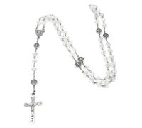 YROHGKPN Crystal Bead Catholic Rosary Necklace Cross Pendant Choker Religious Necklaces Long Chain Prayer Charm Jewelry Gift Cross Pendant Necklace