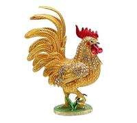 YROHGKPN Enameled Rooster Figurine Decorative Box Handcrafted Metal Artwork for Home Display and Jewelry Storage Chanticleer Figurine Gift