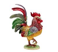 YROHGKPN Enameled Rooster Figurine Decorative Box Handcrafted Metal Artwork for Home Display and Jewelry Storage Chanticleer Figurine Gift