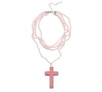 YROHGKPN Fashionable Stackable Beaded Necklace Adjustable Length Crucifix Charm Clavicle Chain Neck Jewelry Accessories Stratified Meet Pendant Necklace