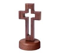 YROHGKPN Handcarved Hollow Standing Crosses Altars Decors with Base Easters Religious Home Ornament Catholic Hollowout Crucifix