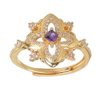 YROHGKPN Inspired Floral Rings with Brilliant Cubic Zirconia Center Stone Premium Electroplated Alloy Women ' s Jewelry Antique Palaces Inspired Jewelry