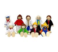 YROHGKPN Interactive Wooden Family Dolls Set for Kids Learning and Social Skill Development Jointed Wooden Doll Family Set