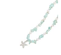 YROHGKPN Layered Sea Star Necklace with Crystal & Pearls, Lightweight Adjustable Chain for Everyday or Evening Wear Delicate Sea Star Clavicle Chain