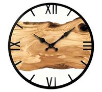 YROHGKPN Noiseless Wood & Metal Wall Clock Contemporary Design for Indoor Spaces, Frame with Simple Setup Home Decor Natural Wood Texture Clock