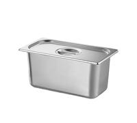 YROHGKPN Stainless Steel 1/3 Size Kitchen Pan with Lid for Commercial Food Preparation and Space Saving Storage Container Tub Food Service Pan