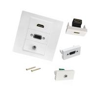 YROHGKPN Standard 86mm HDTV VGA 3.5mm Wall Outlet Plate for Multimedia Connectivity Easy Solderless Setup in Various Setting PC Metal Wall Panel