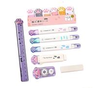 YROHGKPN Student School Staionery Set Pen Case White Out Correction Tape Retractable Eraser Ruler Highlighter Cartoon Notes Pad Cats Paws Stationery