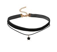 YROHGKPN Two Rows Choker Necklace Five-pointed Star Clavicle Chain Fashion Women Neck Collar Accessory Birthday Gift Star Charm Pendant Multi-layer Collar Necklace Female Choker Chain Jewelry