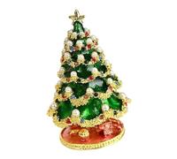 YROHGKPN Unique Christmas Tree Shaped Jewelry Box Elegant Shaped Holder with Sparkling Rhinestones Pearls Box