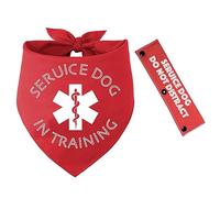 YROVWENQ 2 Pieces Service Dog in Training Scarf Red Bandana with Seruice Do Not Distract Dog Red Leash Wrap for Lovers Owner Pet Birthday Gift