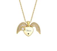 yrozvw Personalised Name Wings Necklace Custom Engraved Name Text Pendant Guardian Angel Wings Necklace Jewellery Birthday Mother's Day Gift for Mom Women