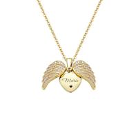 yrozvw Personalised Name Wings Necklace Custom Engraved Name Text Pendant Guardian Angel Wings Necklace Jewellery Birthday Mother's Day Gift for Mom Women