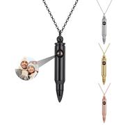 yrozvw Personalized Photo Projection Bullet Pendant Necklace Custom Picture Pendant Memory Birthday Gift Personalized Men's I Love You Necklace 100 Languages