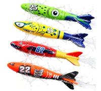 YRPACFB 4 Pcs Diving Pool Toys, Diving Torpedo, Torpedo Bandits for Kids, Dive Games Children's Gifts for Summer Swimming Pool Party Red