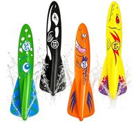 YRPACFB 4 Pcs Diving Rocket Torpedoes Toys, Swimming Pool Sinking Toy, Swimming Sinkers for Kids, Underwater Diving Toys, Water Swim Underwater Pool Training Toy for Kids Black