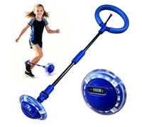 YRPACFB Ankle Skip Ball for Kids with Counter, Timer, Flash Wheel Skip Balls, Foldable Flashing Jumping Ball, Fitness Sports Toy, Skipping Game Toys for 3+ Year Gifts (Blue)