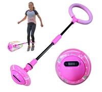YRPACFB Ankle Skip Ball for Kids with Counter, Timer, Flash Wheel Skip Balls, Foldable Flashing Jumping Ball, Fitness Sports Toy, Skipping Game Toys for 3+ Year Gifts (Pink)