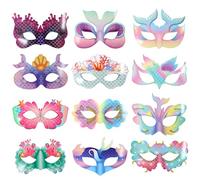 YRPACFB Carnival Party Mask, Mardi Gras Mask, Feather Mask Eye Mask Decoration, Carnival Eye Mask, Mardi Theme GRAS Costume Ball Photography Props - 12 Pcs