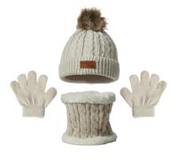 YRPACFB Kids Winter Beanie Hat Scarf Gloves Set, Warm Thermal Knitted Beanie Cap Snood Neck Warmer Mitten, Knit Thick Warm Fleece Sets, Winter Accessories Sets for Children Outdoor Sports 3 in 1