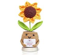 YRPACFB Positive Sunflower, Handmade Crochets Sunflowers Pot, Handmades Positives Sunflowers Crochet, Gif for Mum, Cute Knitted Flower Ornament with Message Card, Knitted Decor