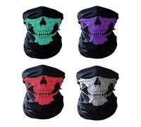 YRPACFB Skull Face Mask Set, Ghost Biker Masks, Motorcycle Headbands, Magic Scarf Dust proof Neck Warmer Winter Face Tube for Outdoor Sports, Gift for Men Women - 4PCS