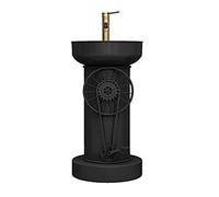 YRRA Industrial Style Vanity Unit with Basin, Modern Basin Cupboard with Faucet and Drain Free Standing Bathroom Cabinet 16.9 x 33.8 in,Black,Without mirror